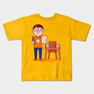 Cute Writer Cartoon Kids T-Shirt